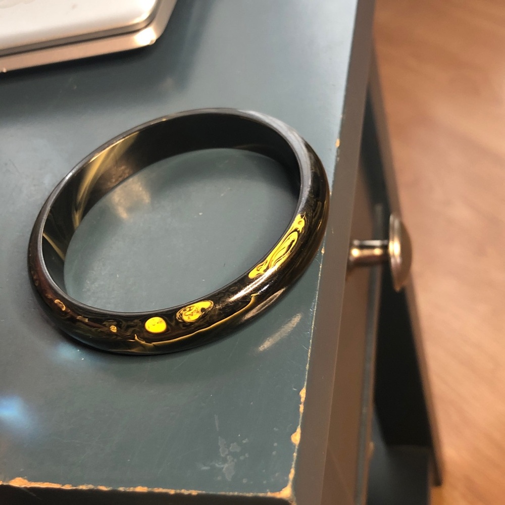 Black Polished Resin Bangle Bracelet